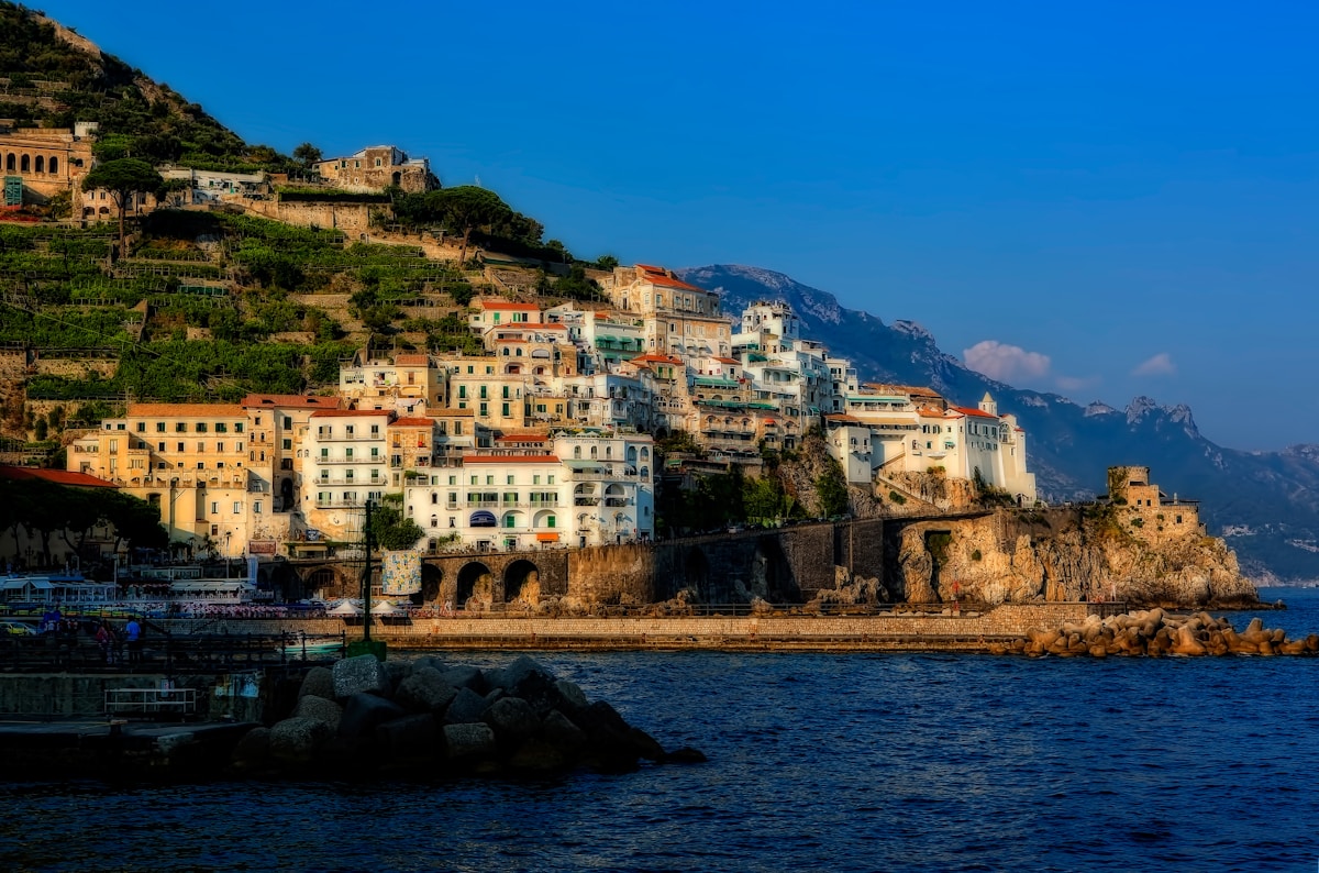 Colorful seaside buildings along the Amalfi Coast